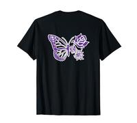 Purple Butterfly On the Back Monarch Butterfly Flower Wings T-Shirt