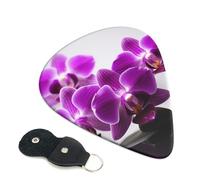 Purple Butterfly Orchid 6 Pack Guitar Picks With Holder, Personalized Guitar Plectrums Non-Slip Portable Ukulele Bass Picks 0.46mm For Acoustic Guitar Lovers Gifts