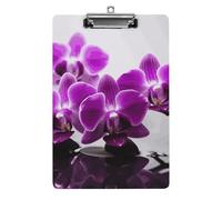 Purple Butterfly Orchid Acrylic Clipboard with Low Profile Clip Clipboards with Hanging Hook A4 Letter Size Clip Board Holds 100 Sheets for Workshops and Office Use