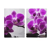 Purple Butterfly Orchid Passport Holder, ID Card Protector Case Passport Holder with Slot Passports Travel Wallet Document Cover for Women And Men