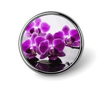 Purple Butterfly Orchid Round Badge Cute Brooch Hats Jackets Decor Personalized Lapel Pin Clothing Jewelry Accessories for Wedding Party Gift