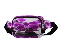 Purple Butterfly Orchid Square Double-Layer Waist Bag with Adjustable Strap.Zipper Fanny Pack -Multi-Pockets.Chest Bag-sports Waist Bag for Hiking Jogging Running.