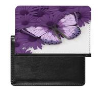 Purple Butterfly Passport Holder Cover Leather Passport Wallet RFID Blocking Travel Wallet Documents Organizer Passport Protector Passport Cover for Men&Women