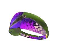 Purple Butterfly Pattern Sports Headband For Men Women Tennis Sweat Band For Workout Sports Headbands Elastic For Running