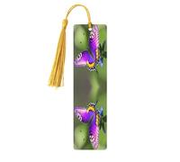Purple Butterfly Pattern Tassel Bookmarks for Women, 5 Pc Wooden Study Supplies Book Accessories Set