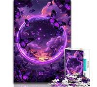 Purple Butterfly Planet Puzzles for Adults Teens 1000 Pieces,Learning Educational Toys Family Games with Matching Poster And Trivia Sheet (38x26cm)