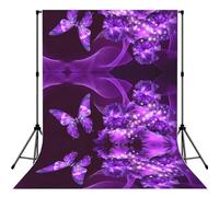 Purple Butterfly Print 5x7ft Backdrop Curtain With Hanging Pocket Back Drop Photography Accessories For Live Streaming
