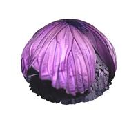 Purple Butterfly Print Double Layers Shower Cap Bathing Shower Caps Ladies Men Shower Caps Salon Home Use