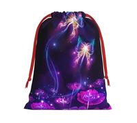 Purple Butterfly Print Drawstring Gift Bag Durable And Versatile, Perfect For Festive Occasions