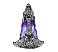 Purple Butterfly Print Hooded Wizard Robe Halloween Cloak Medieval Renaissance Cosplay Christmas Party Outfits