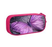 Purple Butterfly Print Pencil Pouch Storage Cosmetics Art Tools Supplies Students Teachers Versatile Use