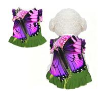 Purple Butterfly Print Pet Breathable T-Shirt Skirt M