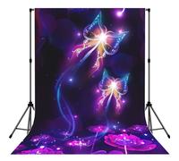 Purple Butterfly Print Photo Studio Background 5x7ft Soft Photo Backdrop Curtain For Studio Content Creator Equipment