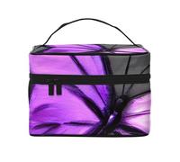 Purple Butterfly Print Portable Makeup Case Versatile Zipper Makeup Bag Large Capacity Polyester Black One Size Black One Size, Black/White, One Size