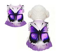 Purple Butterfly print Print Pet Breathable T-Shirt Skirt L