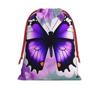 Purple Butterfly Print Reusable Drawstring Gift Bags For Candy Bag Birthday, Wedding Or Daily