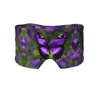 Purple Butterfly Print Sleep Eye and Ear Muffs Mask - Adjustable Yoga Travel Headband, Keep Warm Shading Comfortable Aid