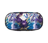 Purple Butterfly Print Unisex Pencil Case Pouch - Compact Design for Pencils, Small Items - Double-Headed Zipper