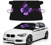 Purple Butterfly Printed Car Windshield Cover for Ice and Snow, Durable Windshield Snow Cover, Sun Protection, Universal Fit 69x42.5''