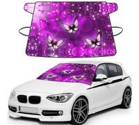 Purple Butterfly Printed Car Windshield Cover for Ice and Snow, Durable Windshield Snow Cover, Sun Protection, Universal Fit 69x42.5''