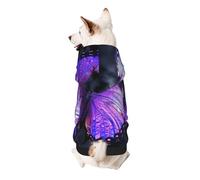 Purple Butterfly Printed Dog Hoodie Soft Dog Sweatshirt Cute Cat Dog Clothes for Small Dogs Kitten Puppy, M