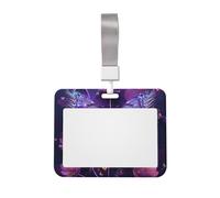 Purple Butterfly Printed ID Badge Holder with Lanyard, Clear Plastic Badge Holder for Work, School, Hospital, Security - Water Resistant & Dirt Proof