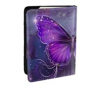 Purple Butterfly Printed Passport Holder - 6.5 x 4.5 Inch RFID Blocking Travel Wallet,Stylish Passport Cover,Lightweight Document Organizer for Cards