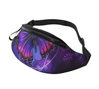 Purple Butterfly Printed Personalized Waist Bag, Lightweight and Versatile Crossbody Bag for Everyday and Outdoor Adventures