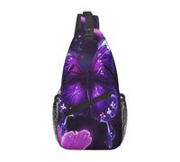 Purple Butterfly Printed Sling Bag Crossbody Backpack for Men Women, Versatile Casual Shoulder Chest Bag for Running Hiking Cycling Travel Work