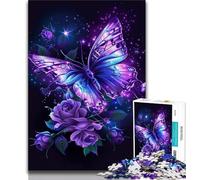 Purple Butterfly Puzzles for Teenagers Teens 1000pc Puzzle,Family Game Stress Reliever Difficult Challenge Secret Santa Gifts (38x26cm)