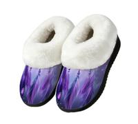 Purple Butterfly Rose Dream Catcher Plush House Slippers for Women 7-8