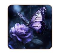 Purple Butterfly Rose Retro (2) Elegant Crafted Coaster Set with Natural Materials for Table Protection and Drink Presentation