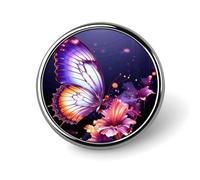 Purple Butterfly Round Badge Cute Brooch Hats Jackets Decor Personalized Lapel Pin Clothing Jewelry Accessories for Wedding Party Gift