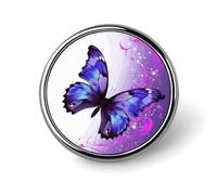 Purple Butterfly Round Badge Cute Enamel Lapel Pin Brooches Button Pin Personalized Clothing Decoration Unisex Badge Holder Hats Bags Shirts Decor