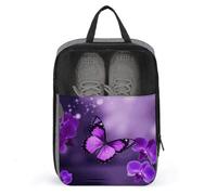 Purple Butterfly Shoe Bag Travel Shoe Organizer Water-Resistant Shoe Pouch with Zipper Sneaker Dust Bag, gray, One Size, Modern
