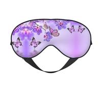 Purple Butterfly Sleep Eye Mask Smooth Soft Adjustable Shading Blindfold Eye Mask for Rest Travel