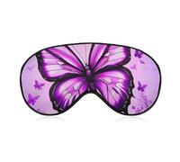 Purple Butterfly Sleep Mask for Women Men, Soft Eye Mask with Adjustable Strap for Sleeping, Light Blocking Travel Blindfold for Nap Comfortable Eye Cover for Home Office