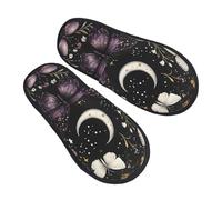 Purple Butterfly Slippers for Women Men Daisy Flower Non-Slip House Slippers Indoor Comfy Fuzzy Footwear Memory Foam Bedroom Travel Shoes M