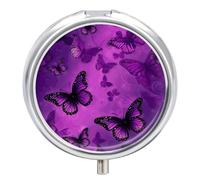 Purple Butterfly Small Pill Box 3 Grids Travel Pill Case Portable Daily Pill Organizer with Anti-Mixing Design Easy to Retrieve Meds for Medication, Vitamin, Supplements