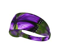 Purple Butterfly Sports Headband For Men Women Tennis Sweat Band For Workout Sports Headbands Elastic For Running