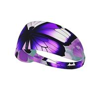 Purple Butterfly Sports Headband For Men Women Tennis Sweat Band For Workout Sports Headbands Elastic For Running