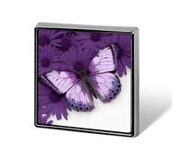 Purple Butterfly Square Badges Metal Memorial Pins Exquisite Button Badge Lapel Pins Fashion Square Brooch Crafts Gifts Clothes Decorative Pin for Adult Brooch