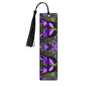 Purple Butterfly Tassel Bookmarks for Women, 5 Pc Wooden Study Supplies Book Accessories Set