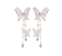 Purple Butterfly Tassel Earrings for Women Crystal Rhinestone Drop Earrings Long Butterfly Earrings Wedding Jewelry for Women, Metal, No Gemstone