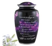 Purple Butterfly Urn for Adult Ashes - Beautiful Memorial Tribute Urn for Mother, Wife, or Daughter - Soothing Galaxy Design with Heartfelt Poem - Full Size Funeral Urn with Velvet Bag (Large)