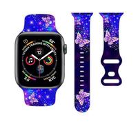 Purple Butterfly Watch Band Compatible with Apple Watch 38mm 40mm 41mm 42mm 44mm 45mm 49mm for Women Men Sport Silicone Wristbands Strap for IWatch Series 10 9 8 7 6 5 4 3 2 1 SE (42mm/44mm/45mm/49mm)