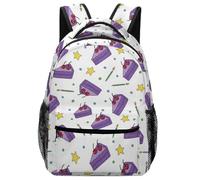 Purple Cake Cherries Star Candle Backpack Large Backpacks Lightweight School Bags For Treeking Work Daily 29X40Cm