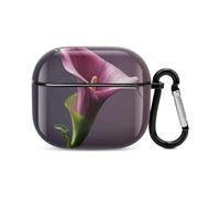 Purple Calla Lily Bluetooth Earbuds Case Cover Full Body Shockproof Protection Hard Case Support Wireless Charging with Keychain Personalized Gift for AirPods 3