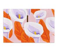 Purple Calla Lily Flowers White Orange Jigsaw Puzzles for Adults 1000 Pieces Nature Art Decor Painting Custom Puzzle Fall Scene White Elephant Gifts Funny, 29.5x19.7 Inch