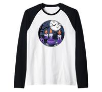 Purple Candle Shirt Moonlit Bats Night Spooky Scene Raglan Baseball Tee